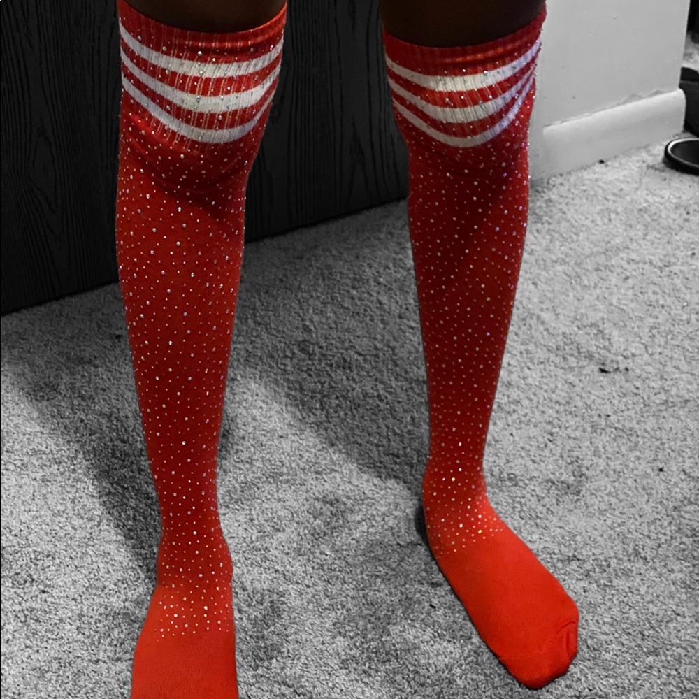 Glitter knee socks red